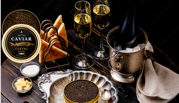 champagne with caviar