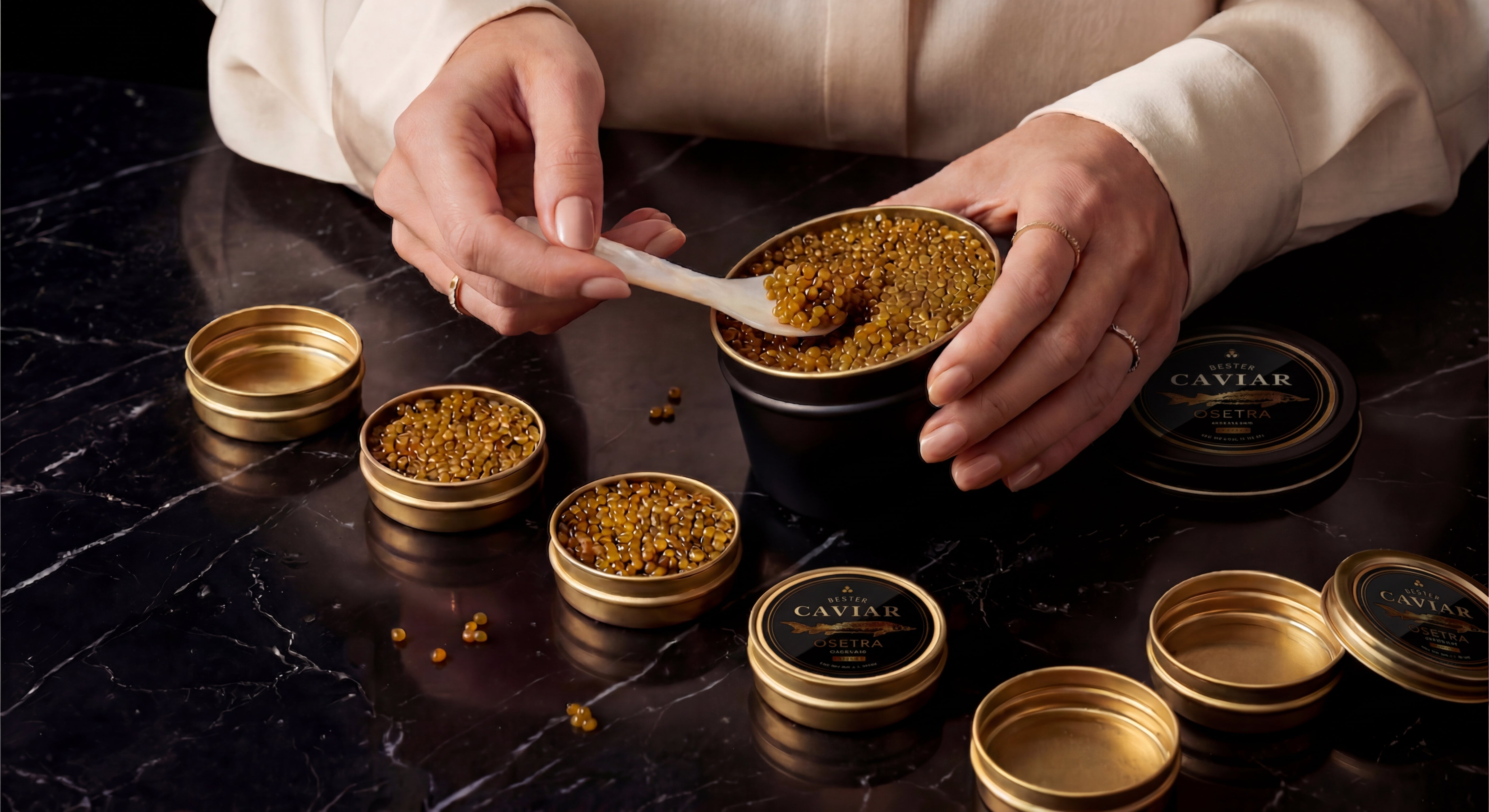 Buy Russian Osetra Karat Amber Caviar | Gift Set | Bester Caviar