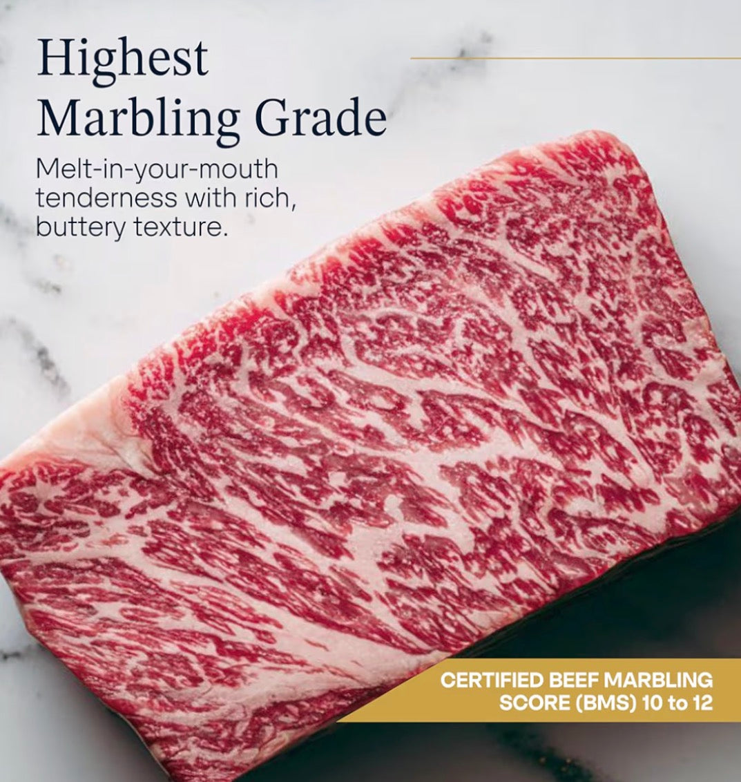 Japanese A5 Wagyu Beef Steak with Umami and Savory Flavor- Hand-Cut Premium Beef Ribeye