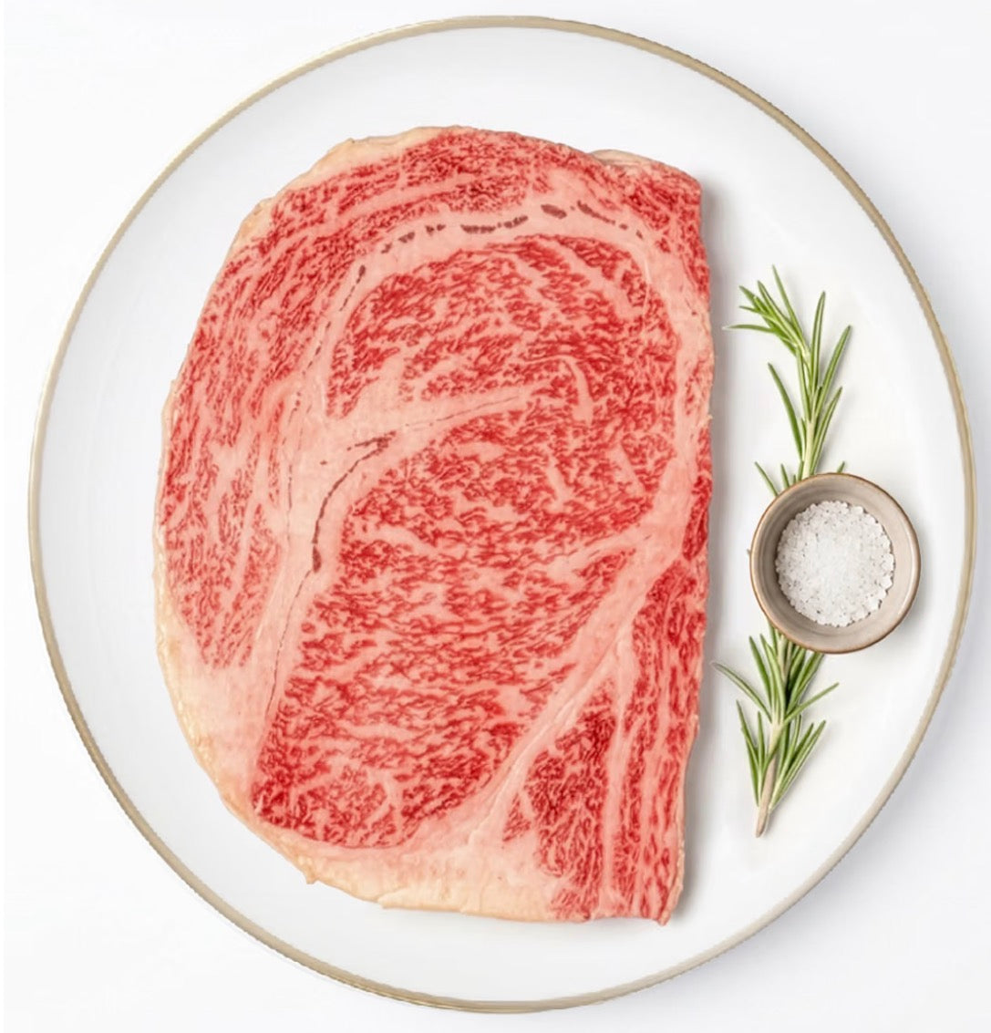 Japanese A5 Wagyu Beef Steak with Umami and Savory Flavor- Hand-Cut Premium Beef Ribeye